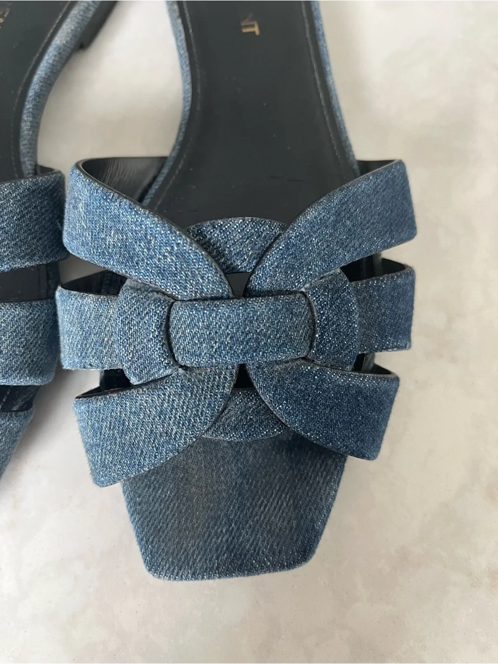 Saint Laurent Denim tribute sandals - size 37